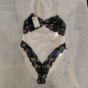 NWT Silk Teddy Bodysuit | Satin White Vintage Sexy Lingerie